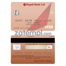 Bangladesh Rupali bank visa card photoshop sample in PSD