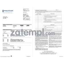 USA Nevada State Bank business checking statement sample, Word and PDF format, 4 pages