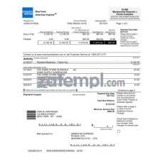 USA New York American Express Blue bank statement sample, Word and PDF format